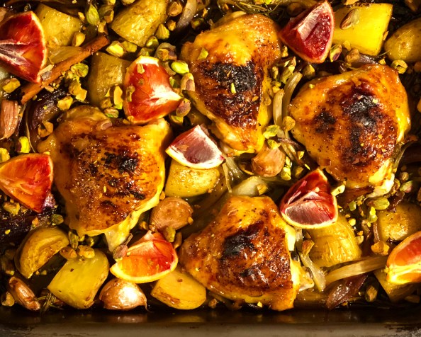 Chicken, fennel and blood orange&nbsp;traybake