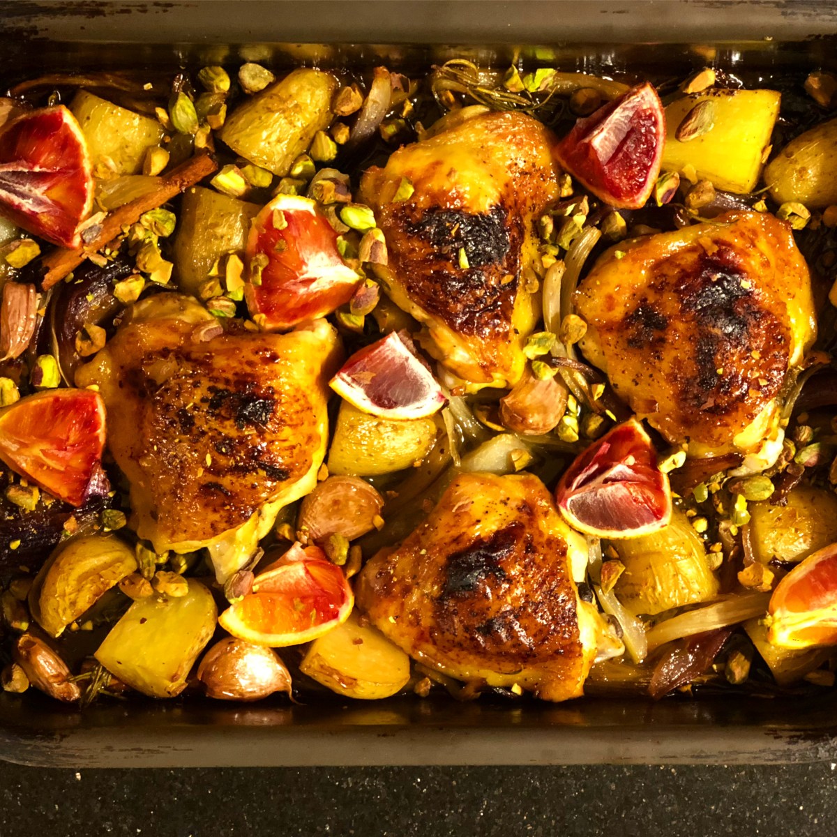 Chicken, fennel and blood orange traybake Around the Aga